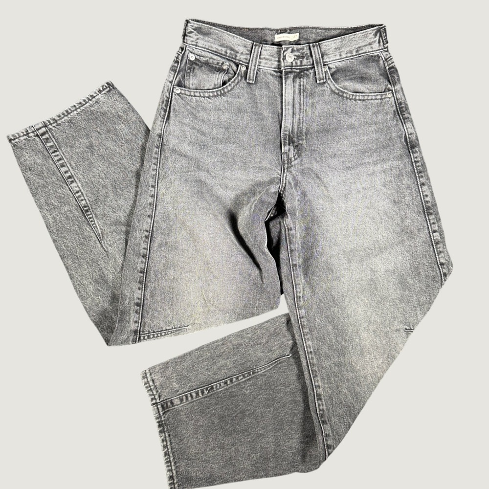 Levis Cinch Barrel Jeans Womens 27 Faded Black Gray High Rise Wide Leg 003V5